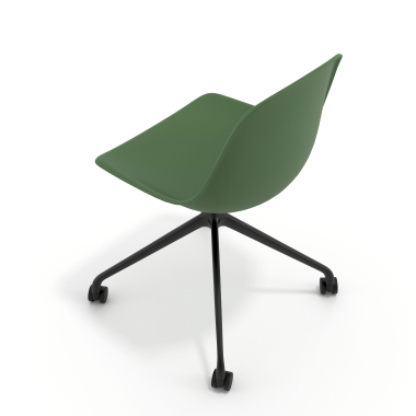 silla de reuniones negra verde con ruedas plastico sin brazos 7