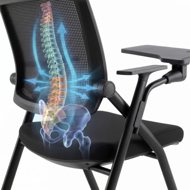 silla con pala negro con pala de escritura malla brazos fijos 9