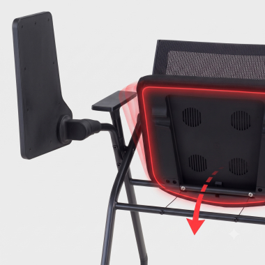 silla con pala negro con pala de escritura malla brazos fijos 8