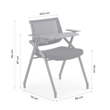 silla con pala negro con pala de escritura malla brazos fijos 15