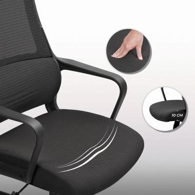 silla teletrabajo negro venus malla brazos fijos soporte lumbar reposacabezas 9