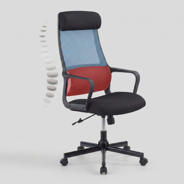 silla teletrabajo negro venus malla brazos fijos soporte lumbar reposacabezas 5