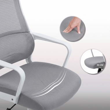 silla teletrabajo blanco gris venus malla brazos fijos soporte lumbar reposacabezas 10