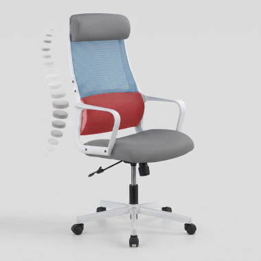 silla teletrabajo blanco gris venus malla brazos fijos soporte lumbar reposacabezas 9