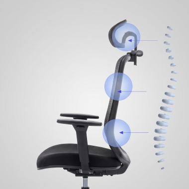silla teletrabajo negro task malla brazos regulables 1d soporte lumbar reposacabezas 6