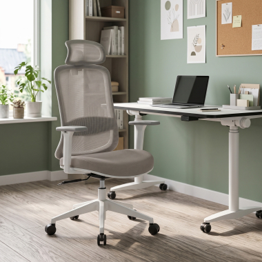 silla teletrabajo beige task malla brazos regulables 1d soporte lumbar reposacabezas 2