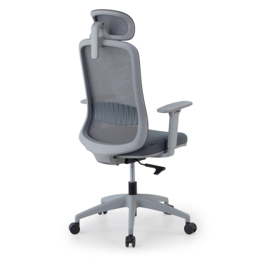 silla teletrabajo blanco gris task malla brazos regulables 1d soporte lumbar reposacabezas 9