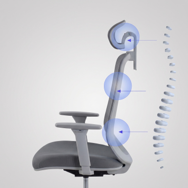 silla teletrabajo blanco gris task malla brazos regulables 1d soporte lumbar reposacabezas 4