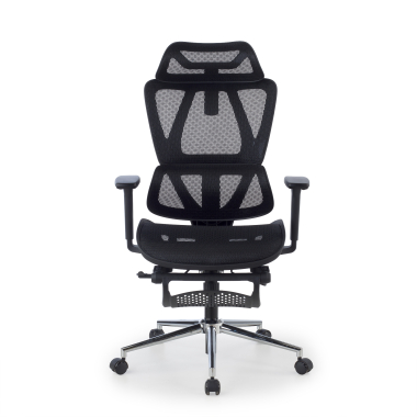 silla de oficina negro sion malla brazos moviles reposacabezas reposapies extensible 3