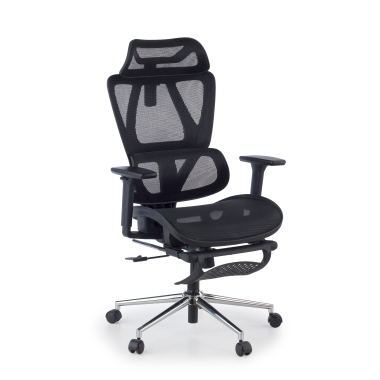 silla de oficina negro sion malla brazos moviles reposacabezas reposapies extensible 1