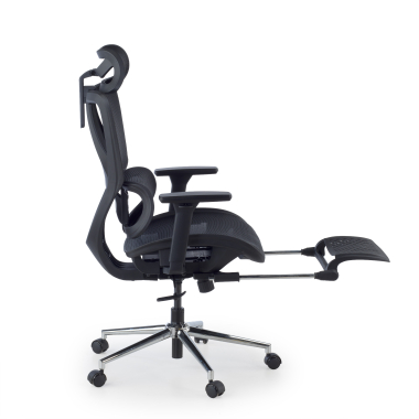 silla de oficina negro sion malla brazos moviles reposacabezas reposapies extensible 4