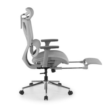silla de oficina blanco gris sion malla brazos moviles reposacabezas reposapies extensible 4