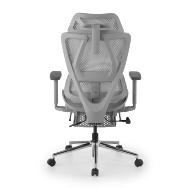 silla de oficina blanco gris sion malla brazos moviles reposacabezas reposapies extensible 5