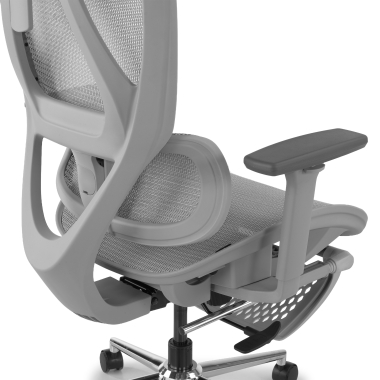 silla de oficina blanco gris sion malla brazos moviles reposacabezas reposapies extensible 6