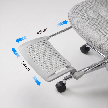 silla de oficina blanco gris sion malla brazos moviles reposacabezas reposapies extensible 15