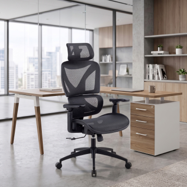 silla ergonomica negro velstrom malla brazos regulables 3d doble soporte lumbar reposacabezas 16