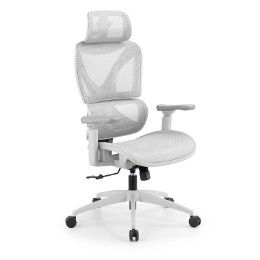 silla ergonomica blanco gris velstrom malla brazos regulables 3d doble soporte lumbar reposacabezas 1