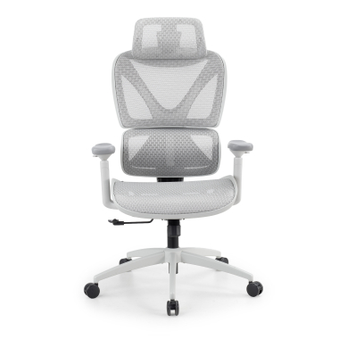 silla ergonomica blanco gris velstrom malla brazos regulables 3d doble soporte lumbar reposacabezas 3