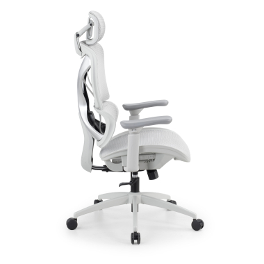 silla ergonomica blanco gris velstrom malla brazos regulables 3d doble soporte lumbar reposacabezas 4