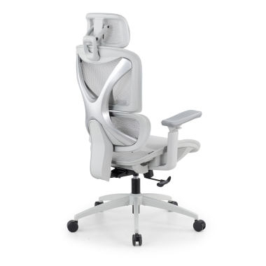 silla ergonomica blanco gris velstrom malla brazos regulables 3d doble soporte lumbar reposacabezas 6
