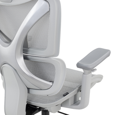 silla ergonomica blanco gris velstrom malla brazos regulables 3d doble soporte lumbar reposacabezas 5