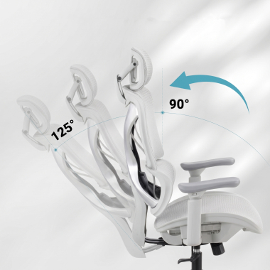 silla ergonomica blanco gris velstrom malla brazos regulables 3d doble soporte lumbar reposacabezas 9