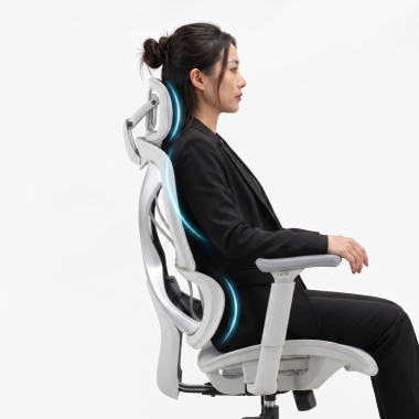 silla ergonomica blanco gris velstrom malla brazos regulables 3d doble soporte lumbar reposacabezas 10