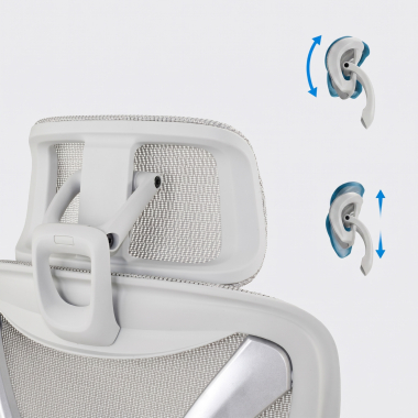 silla ergonomica blanco gris velstrom malla brazos regulables 3d doble soporte lumbar reposacabezas 13