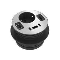 Pasacables de escritorio Powerhub Ø80 con enchufe, USB, RJ45 y HDMI