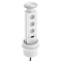 Torre de enchufes telescópica Powerhub In&Out Ø80, 3 enchufes y 2 USB
