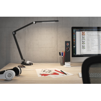 Lámpara de escritorio LED D80 con pasacables, enchufe y USB