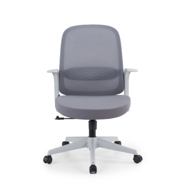silla giratoria gris respaldo de red malla brazos fijos 3