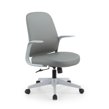 silla giratoria gris respaldo ecopiel piel sintetica brazos fijos 1