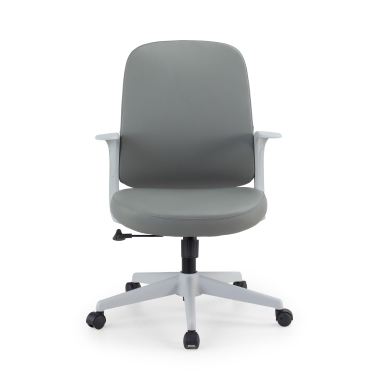 silla giratoria gris respaldo ecopiel piel sintetica brazos fijos 3
