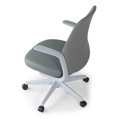 silla giratoria gris respaldo ecopiel piel sintetica brazos fijos 9