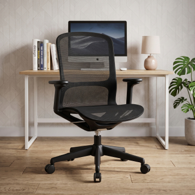 silla oficina de diseno negro muse malla brazos regulables 3d 2