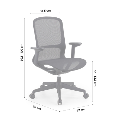 silla oficina de diseno gris muse malla brazos regulables 3d 11