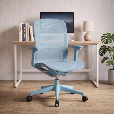 silla oficina de diseno azul muse malla brazos regulables 3d 2