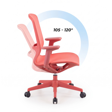 silla oficina de diseno rojo muse malla brazos regulables 3d 10