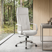 Sillon de oficina dirección Armani, tapizado en piel, brazos de aluminio