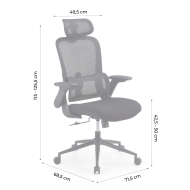 silla ergonomica gris dexter malla brazos abatibles soporte lumbar reposacabezas 14
