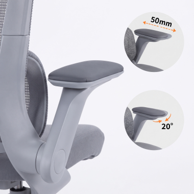 silla ergonomica gris dexter malla brazos abatibles soporte lumbar reposacabezas 10