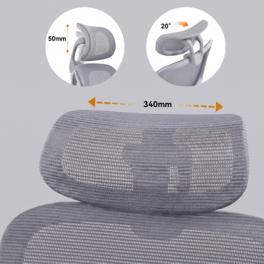 silla ergonomica gris dexter malla brazos abatibles soporte lumbar reposacabezas 9