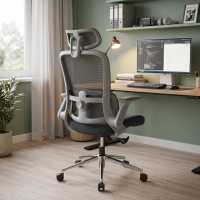 Silla de escritorio ergonomica Dexter, soporte lumbar, brazos abatibles