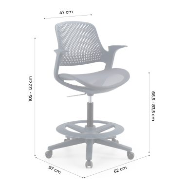 taburete ergonomico antracita dorian malla brazos fijos 12