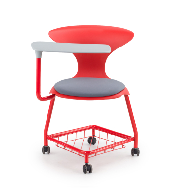 silla con pala rojo con pala de escritura ruedas plastico sin brazos 3