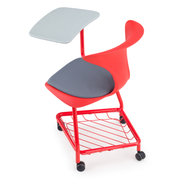 silla con pala rojo con pala de escritura ruedas plastico sin brazos 9