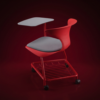 silla con pala rojo con pala de escritura ruedas plastico sin brazos 10