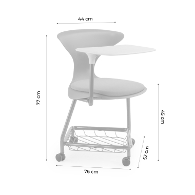 silla con pala rojo con pala de escritura ruedas plastico sin brazos 11
