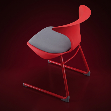 silla con pala rojo estructura patin plastico sin brazos 10